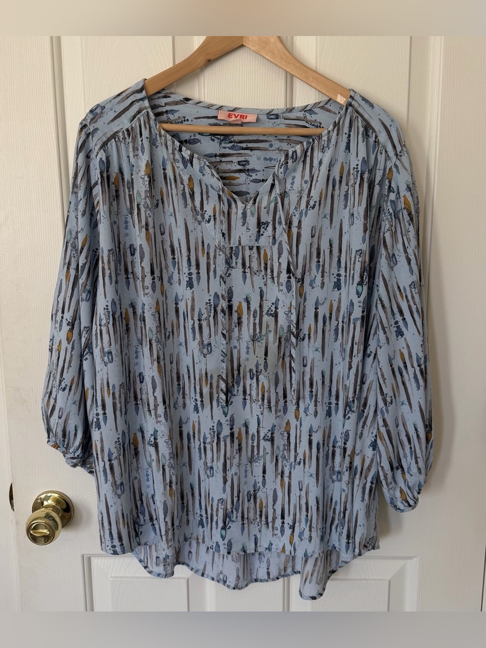 EVRI Light Blue Patterned Long-Sleeve Tunic